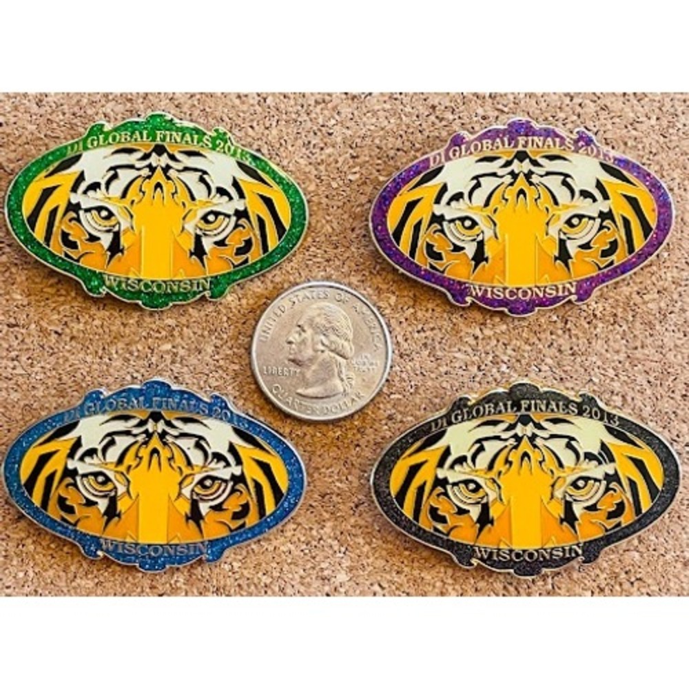 2013 Wisconsin WIDI Destination Imagination Tiger Eyes Glitter Pin Set Lot 4